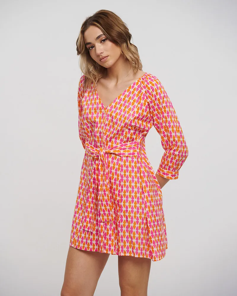 ΦΟΡΕΜΑ ΚΟΝΤΟ ΜΕ ΚΟΝΤΟ ΜΑΝΙΚΙ ΣΕ ΡΟΖ/ ΠΟΡΤΟΚΑΛΙ ΧΡΩΜΑ ONE SIZE (100% COTTON)