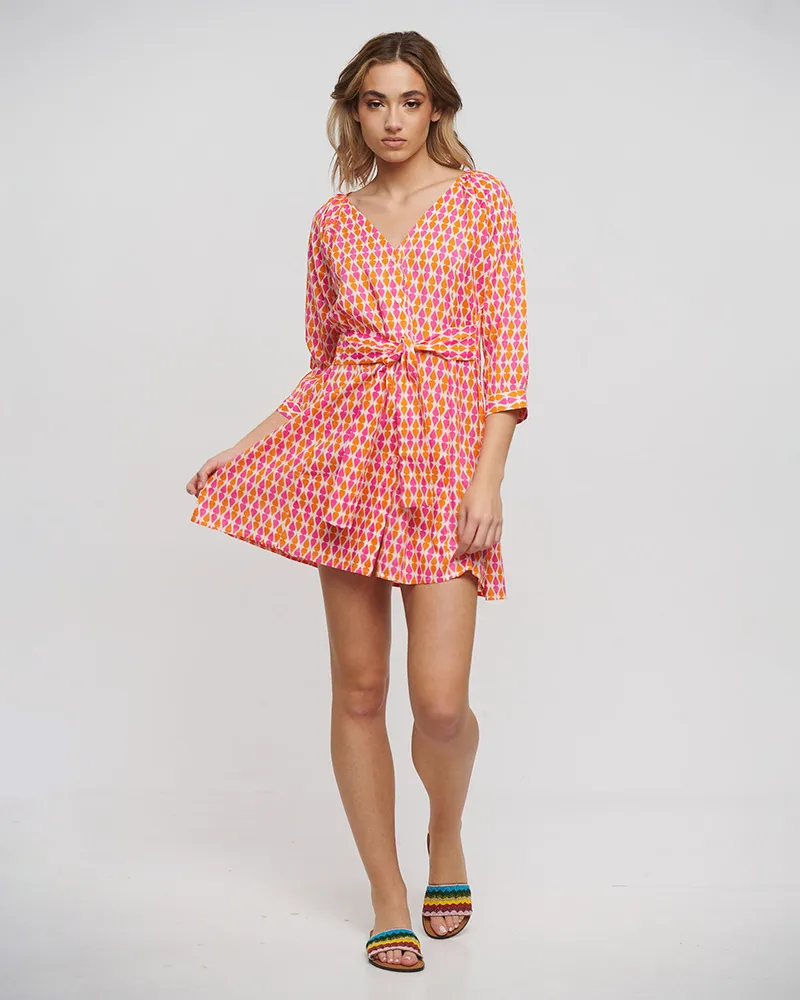 ΦΟΡΕΜΑ ΚΟΝΤΟ ΜΕ ΚΟΝΤΟ ΜΑΝΙΚΙ ΣΕ ΡΟΖ/ ΠΟΡΤΟΚΑΛΙ ΧΡΩΜΑ ONE SIZE (100% COTTON)