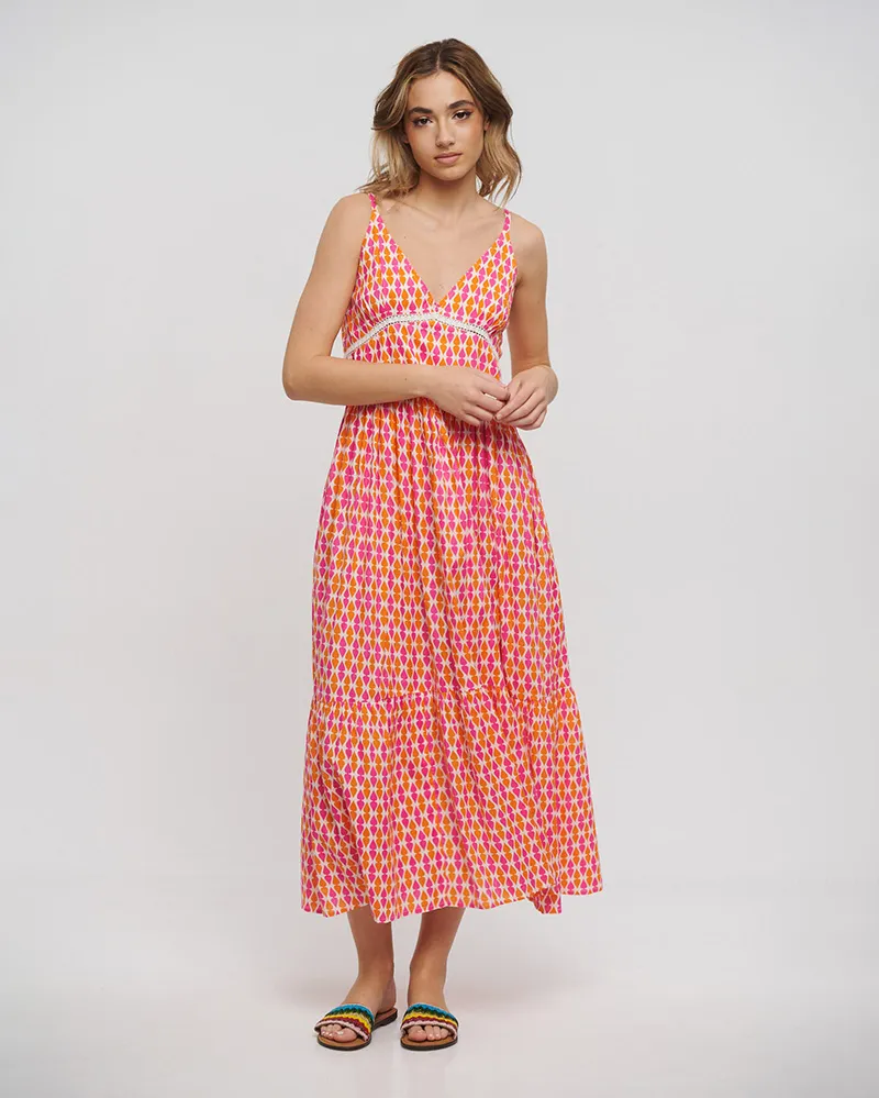 ΦΟΡΕΜΑ ΜΑΚΡΥ ΑΜΑΝΙΚΟ ΣΕ ΡΟΖ/ ΠΟΡΤΟΚΑΛΙ ΧΡΩΜΑ ONE SIZE (100% COTTON)