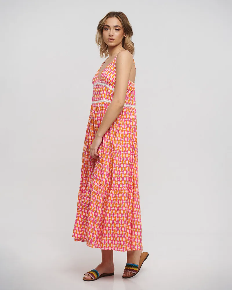 ΦΟΡΕΜΑ ΜΑΚΡΥ ΑΜΑΝΙΚΟ ΣΕ ΡΟΖ/ ΠΟΡΤΟΚΑΛΙ ΧΡΩΜΑ ONE SIZE (100% COTTON)