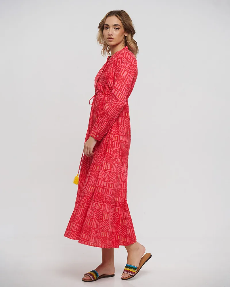 ΦΟΡΕΜΑ ΜΑΚΡΥ ΜΑΚΡΥΜΑΝΙΚΟ ΣΕ ΚΟΚΚΙΝΟ ΧΡΩΜΑ ONE SIZE (100% COTTON)