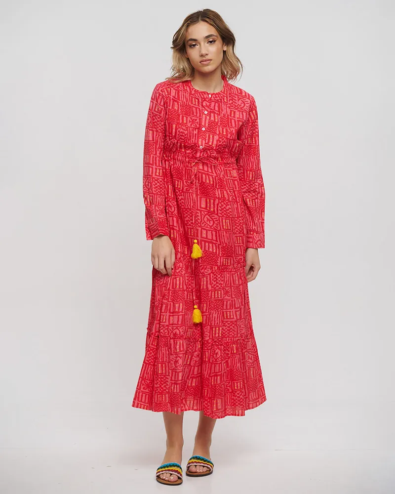 ΦΟΡΕΜΑ ΜΑΚΡΥ ΜΑΚΡΥΜΑΝΙΚΟ ΣΕ ΚΟΚΚΙΝΟ ΧΡΩΜΑ ONE SIZE (100% COTTON)