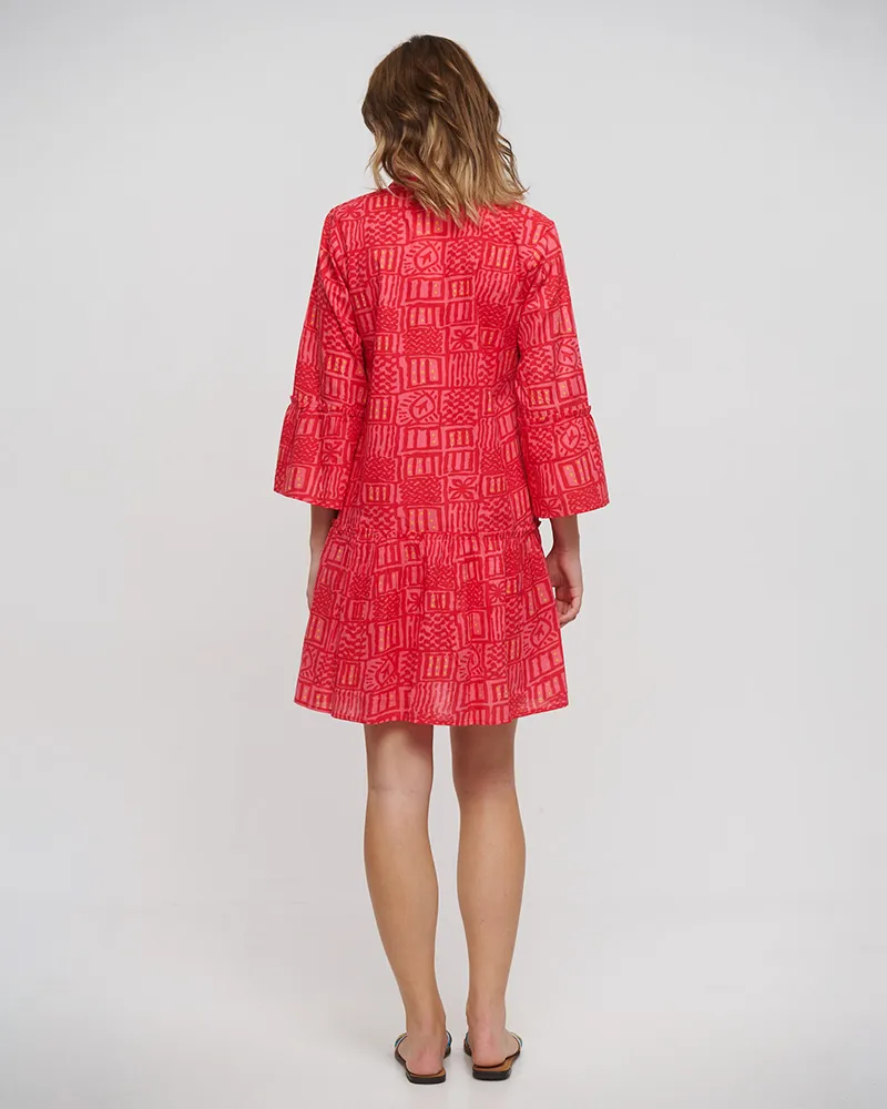 ΦΟΡΕΜΑ ΚΟΝΤΟ ΜΑΚΡΥΜΑΝΙΚΟ ΣΕ ΚΟΚΚΙΝΟ ΧΡΩΜΑ ONE SIZE (100% COTTON)