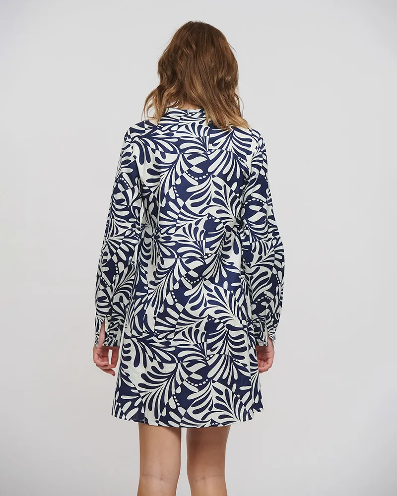 ΦΟΡΕΜΑ/TUNIC ΜΕ ΜΑΚΡΥ ΜΑΝΙΚΙ ΜΠΛΕ/ΛΕΥΚΟ ONE SIZE (100% COTTON)