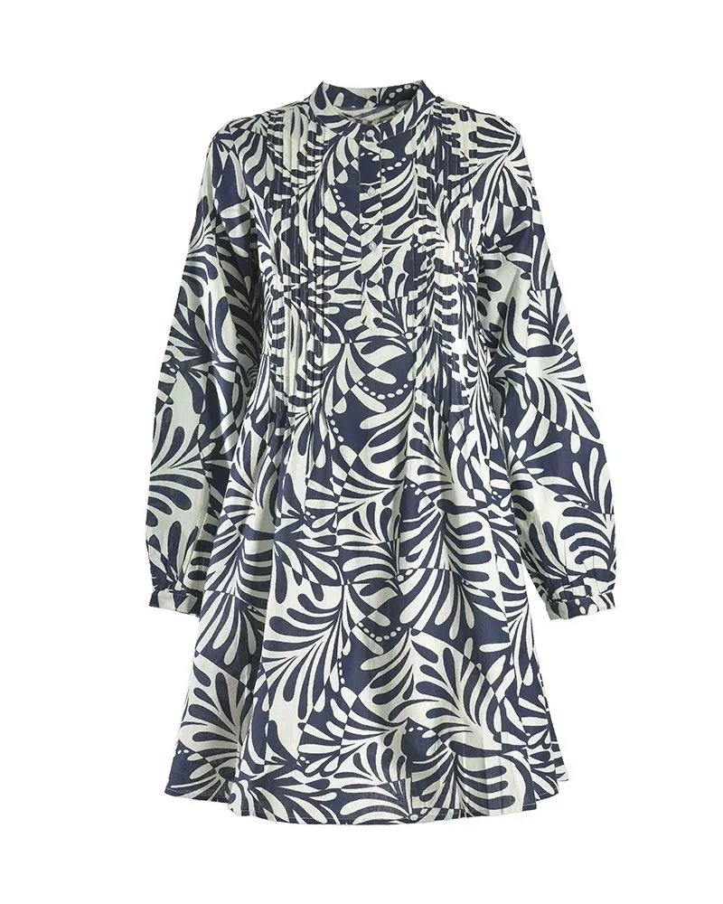 ΦΟΡΕΜΑ/TUNIC ΜΕ ΜΑΚΡΥ ΜΑΝΙΚΙ ΜΠΛΕ/ΛΕΥΚΟ ONE SIZE (100% COTTON)