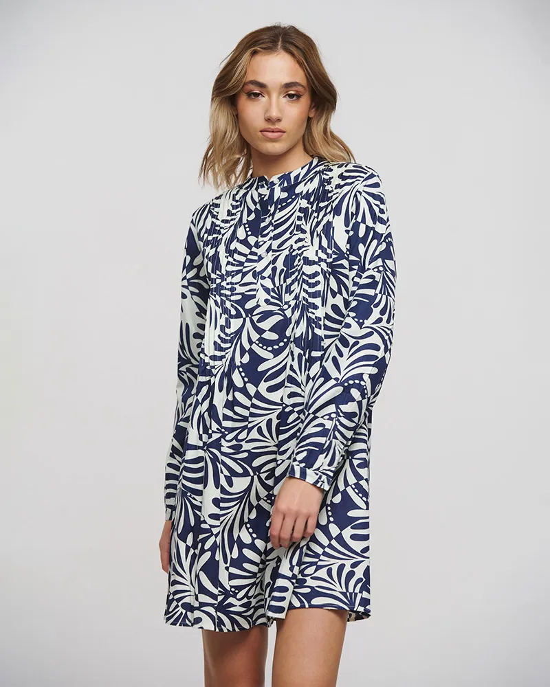 ΦΟΡΕΜΑ/TUNIC ΜΕ ΜΑΚΡΥ ΜΑΝΙΚΙ ΜΠΛΕ/ΛΕΥΚΟ ONE SIZE (100% COTTON)