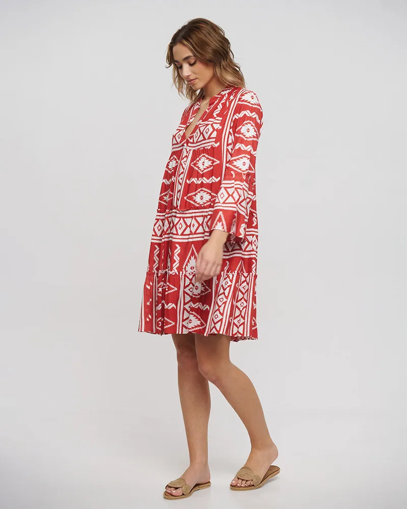 ΦΟΡΕΜΑ ΚΟΝΤΟ ΜΕ ΜΑΚΡΥ ΜΑΝΙΚΙ ΣΕ ΚΕΡΑΜΙΔΙ ΧΡΩΜΑ ONE SIZE(100% RAYON)