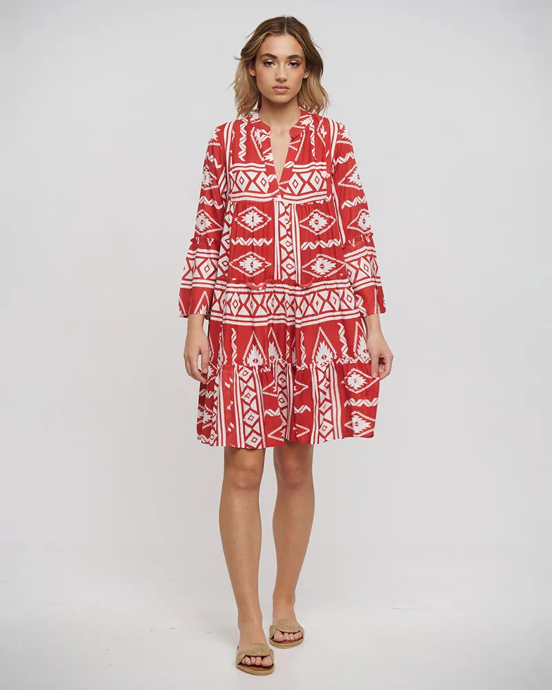 ΦΟΡΕΜΑ ΚΟΝΤΟ ΜΕ ΜΑΚΡΥ ΜΑΝΙΚΙ ΣΕ ΚΕΡΑΜΙΔΙ ΧΡΩΜΑ ONE SIZE(100% RAYON)