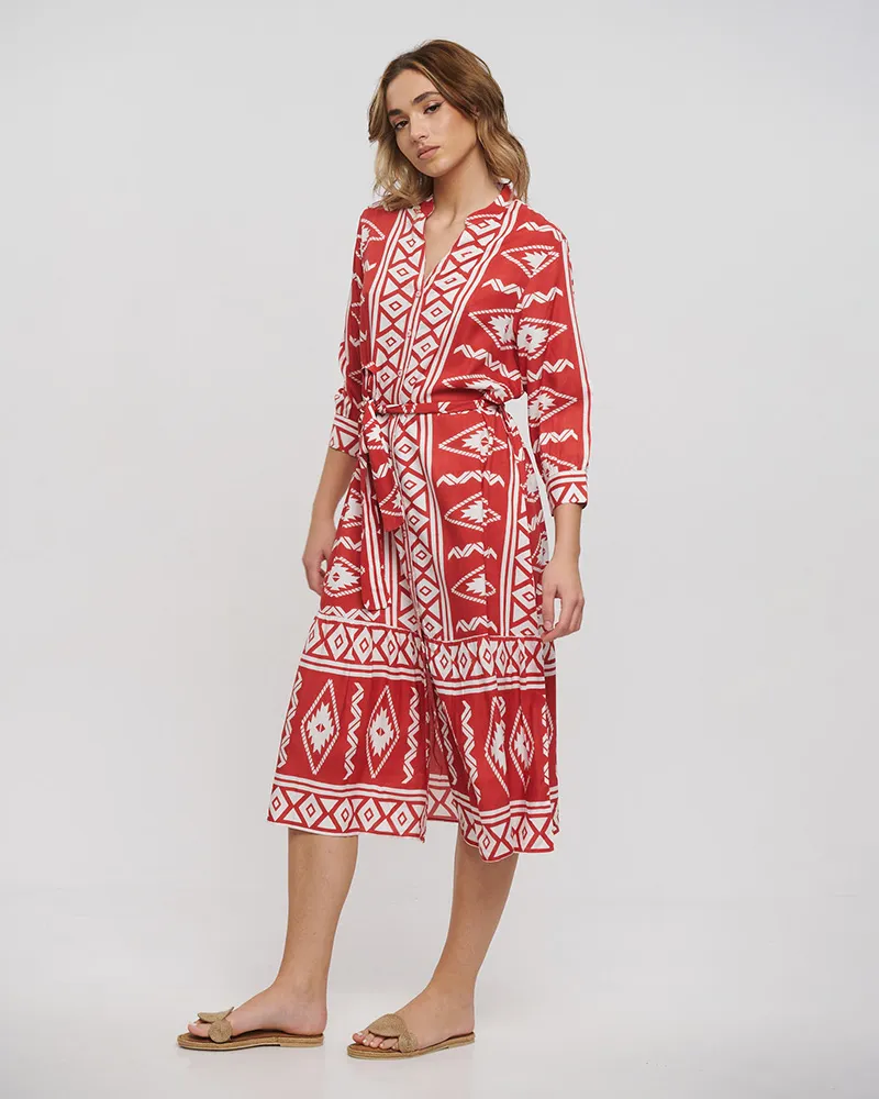 ΦΟΡΕΜΑ ΜΑΚΡΥ ΜΕ ΜΑΚΡΥ ΜΑΝΙΚΙ ΣΕ ΚΕΡΑΜΙΔΙ ΧΡΩΜΑ ONE SIZE(100% RAYON)