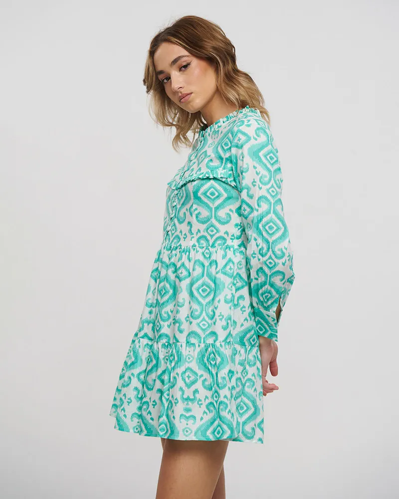 ΦΟΡΕΜΑ ΚΟΝΤΟ ΜΕ ΚΟΥΜΠΙΑ ΚΑΙ ΜΑΚΡΥ ΜΑΝΙΚΙ ΣΕ ΠΡΑΣΙΝΟ ΧΡΩΜΑ ONE SIZE(100% COTTON)