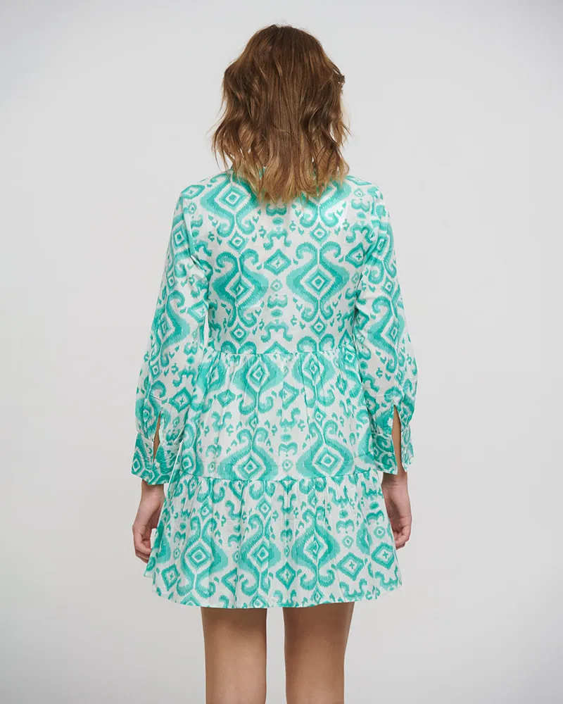 ΦΟΡΕΜΑ ΚΟΝΤΟ ΜΕ ΚΟΥΜΠΙΑ ΚΑΙ ΜΑΚΡΥ ΜΑΝΙΚΙ ΣΕ ΠΡΑΣΙΝΟ ΧΡΩΜΑ ONE SIZE(100% COTTON)