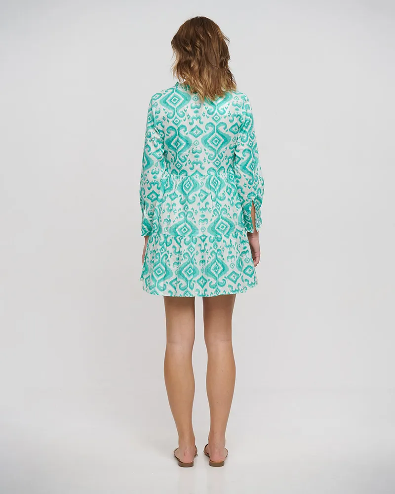 ΦΟΡΕΜΑ ΚΟΝΤΟ ΜΕ ΚΟΥΜΠΙΑ ΚΑΙ ΜΑΚΡΥ ΜΑΝΙΚΙ ΣΕ ΠΡΑΣΙΝΟ ΧΡΩΜΑ ONE SIZE(100% COTTON)