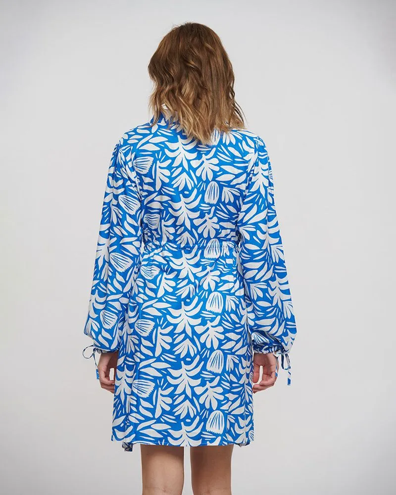 ΦΟΡΕΜΑ ΚΟΝΤΟ ΜΕ ΜΑΚΡΥ ΜΑΝΙΚΙ ΣΕ ΜΠΛΕ/ΛΕΥΚΟ ΧΡΩΜΑ ONE SIZE(100% RAYON)