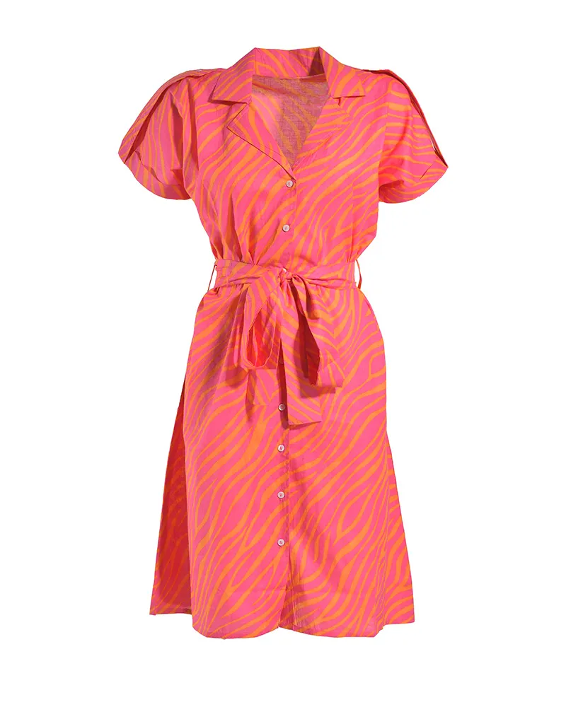 ΦΟΡΕΜΑ ΚΟΝΤΟ ΜΕ ΚΟΝΤΟ ΜΑΝΙΚΙ ΚΑΙ ΖΩΝΗ ΣΕ ΡΟΖ/ΠΟΡΤΟΚΑΛΙ ΧΡΩΜΑ ONE SIZE(100% RAYON)