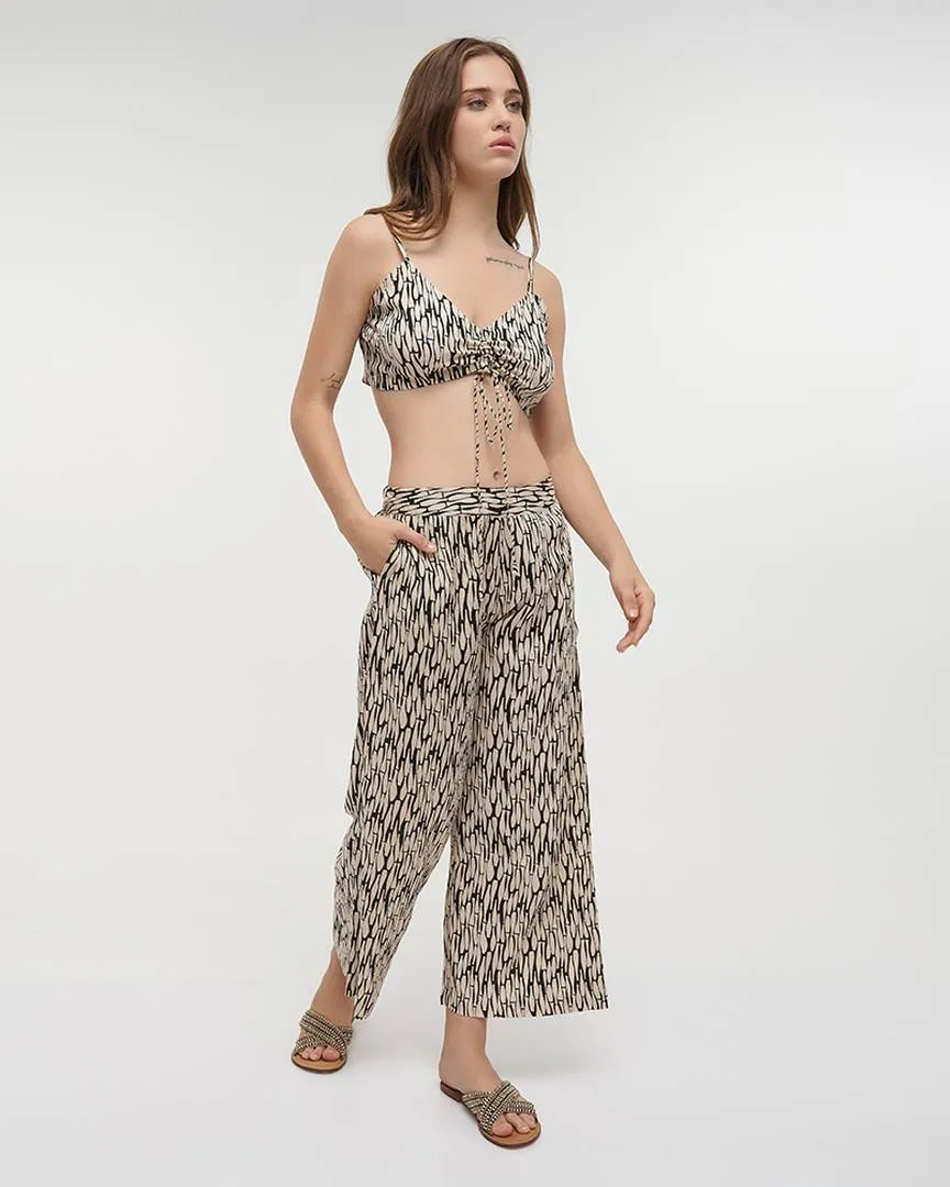 S/2 ΤΟΠ ΚΟΝΤΟ ΚΑΙ ΠΑΝΤΕΛΟΝΑ ΣΕ ΜΑΥΡΟ/ΜΠΕΖ ΧΡΩΜΑ ONE SIZE (100% VISCOSE)