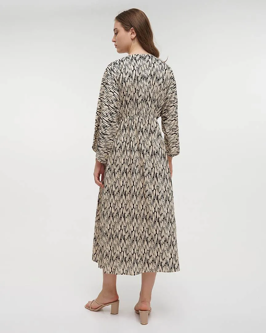 ΦΟΡΕΜΑ ΜΑΚΡΥ ΜΕ ΜΑΚΡΥ ΜΑΝΙΚΙ ΣΕ ΜΑΥΡΟ/ΜΠΕΖ ΧΡΩΜΑ ONE SIZE (100% VISCOSE)