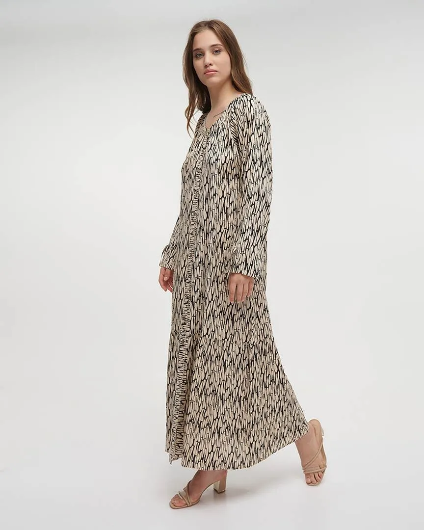 ΦΟΡΕΜΑ/ΠΟΥΚΑΜΙΣΑ ΜΑΚΡΙΑ ΜΕ ΜΑΚΡΥ ΜΑΝΙΚΙ ΣΕ ΜΑΥΡΟ/ΜΠΕΖ ΧΡΩΜΑ ONE SIZE (100% VISCOSE)