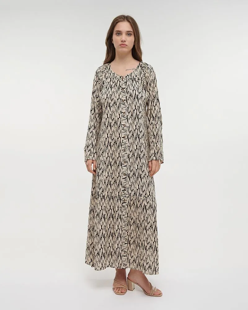 ΦΟΡΕΜΑ/ΠΟΥΚΑΜΙΣΑ ΜΑΚΡΙΑ ΜΕ ΜΑΚΡΥ ΜΑΝΙΚΙ ΣΕ ΜΑΥΡΟ/ΜΠΕΖ ΧΡΩΜΑ ONE SIZE (100% VISCOSE)