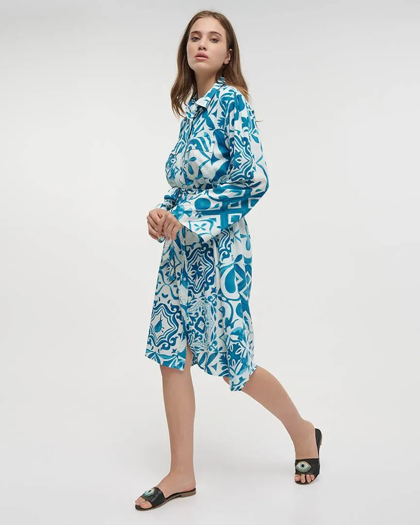 ΠΟΥΚΑΜΙΣΑ ΜΕ ΜΑΚΡΥ ΜΑΝΙΚΙ ΣΕ ΛΕΥΚΟ/ΤΥΡΚΟΥΑΖ ΧΡΩΜΑ ONE SIZE (100% VISCOSE)