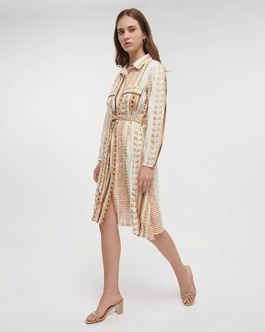 ΠΟΥΚΑΜΙΣΑ ΜΕ ΜΑΚΡΥ ΜΑΝΙΚΙ  ΚΑΙ ΖΩΝΗ ΣΕ ΛΕΥΚΟ/ΜΠΕΖ ΧΡΩΜΑ ΚΑΙ LUREX ONE SIZE (100% VISCOSE LUREX CREPE)