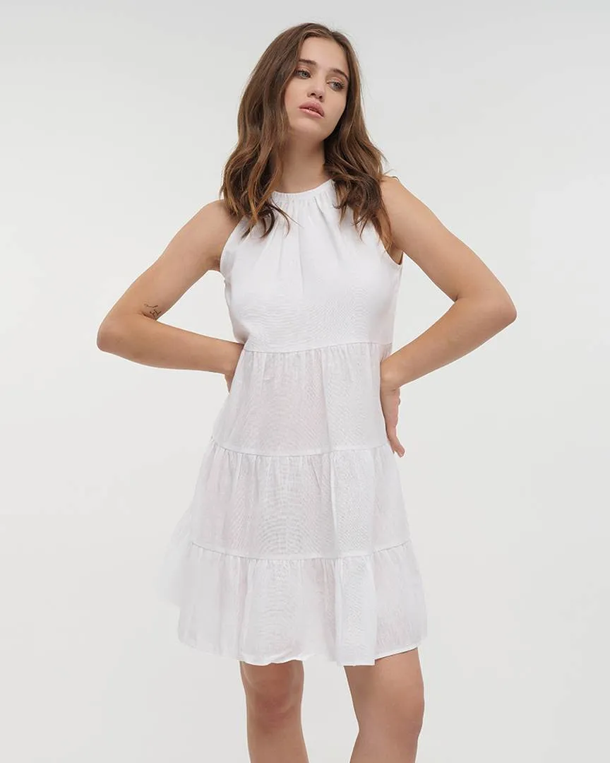 ΦΟΡΕΜΑ KONTO ΑΜΑΝΙΚΟ ΣΕ ΛΕΥΚΟ ΧΡΩΜΑ ONE SIZE (55% LINEN 45%COTTON)