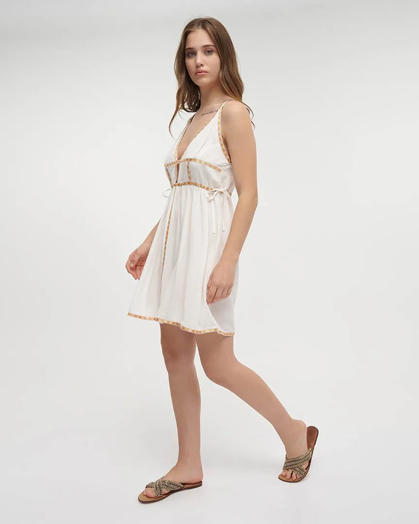 ΦΟΡΕΜΑ KONTO ΑΜΑΝΙΚΟ ΣΕ ΛΕΥΚΟ ΧΡΩΜΑ ΜΕ ΠΟΡΤΟΚΑΛΙ ΛΕΠΤΟΜΕΡΕΙΕΣ ONE SIZE (RAYON CREPE)