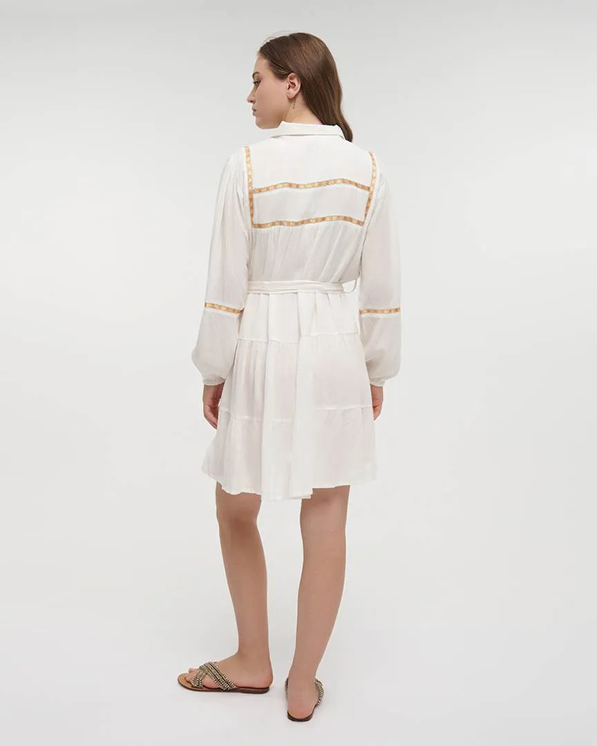 ΦΟΡΕΜΑ KONTO ΜΕ ΜΑΚΡΥ ΜΑΝΙΚΙ ΣΕ ΛΕΥΚΟ ΧΡΩΜΑ ΜΕ ΠΟΡΤΟΚΑΛΙ ΛΕΠΤΟΜΕΡΕΙΕΣ ONE SIZE (100% RAYON)