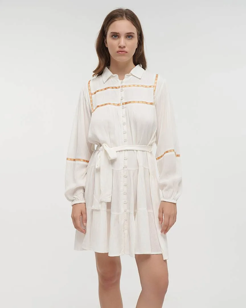 ΦΟΡΕΜΑ KONTO ΜΕ ΜΑΚΡΥ ΜΑΝΙΚΙ ΣΕ ΛΕΥΚΟ ΧΡΩΜΑ ΜΕ ΠΟΡΤΟΚΑΛΙ ΛΕΠΤΟΜΕΡΕΙΕΣ ONE SIZE (100% RAYON)