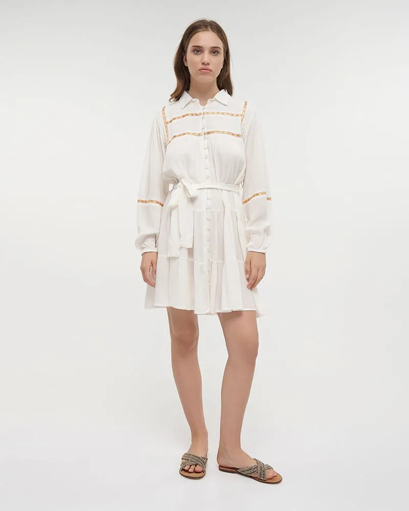 ΦΟΡΕΜΑ KONTO ΜΕ ΜΑΚΡΥ ΜΑΝΙΚΙ ΣΕ ΛΕΥΚΟ ΧΡΩΜΑ ΜΕ ΠΟΡΤΟΚΑΛΙ ΛΕΠΤΟΜΕΡΕΙΕΣ ONE SIZE (100% RAYON)