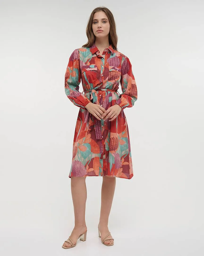 ΦΟΡΕΜΑ MIDI ΜΕ 3/4 ΜΑΝΙΚΙ ΣΕ ΚΟΚΚΙΝΟ/ΡΟΖ ΧΡΩΜΑ ΚΑΙ ΖΩΝΗ ONE SIZE (100% COTTON)