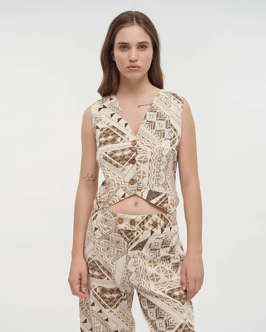 S/2 ΓΙΛΕΚΟ ΚΑΙ ΠΑΝΤΕΛΟΝΑ ΣΕ ΕΚΡΟΥ/ΚΑΦΕ ΧΡΩΜΑ M/L (100% COTTON FLEX)