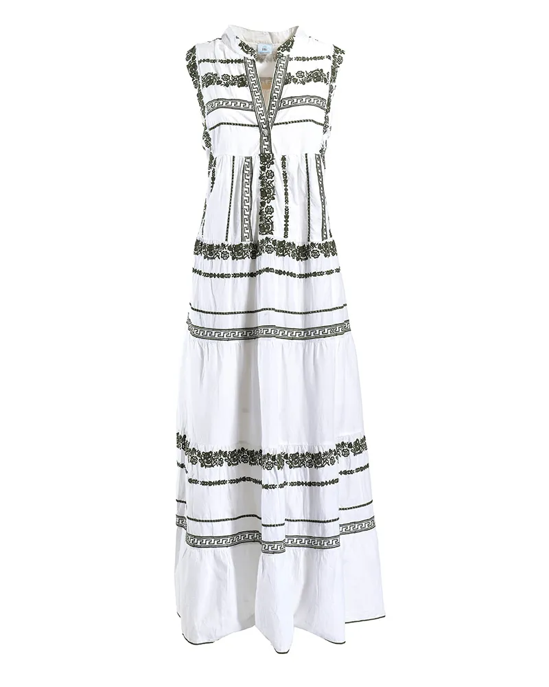 ΦΟΡΕΜΑ ΜΑΚΡΥ ΑΜΑΝΙΚΟ ΛΕΥΚΟ ΜΕ ΧΑΚΙ ΚΕΝΤΗΜΑΤΑ ONE SIZE (100% COTTON)