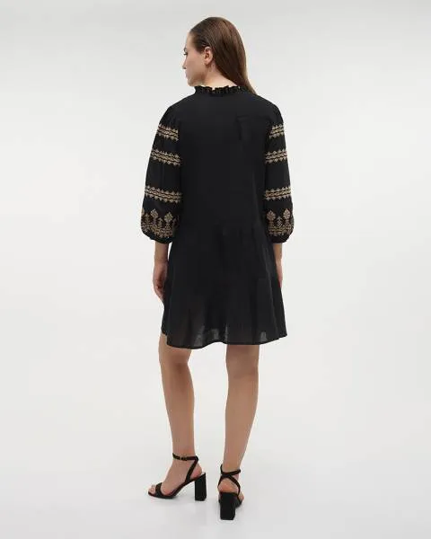 ΦΟΡΕΜΑ ΚΟΝΤΟ ΜΑΥΡΟ/ΧΡΥΣΟ ONE SIZE (100% COTTON)