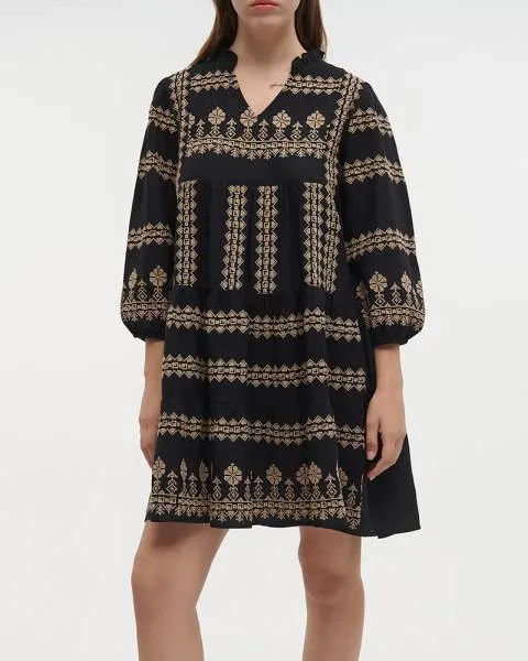 ΦΟΡΕΜΑ ΚΟΝΤΟ ΜΑΥΡΟ/ΧΡΥΣΟ ONE SIZE (100% COTTON)