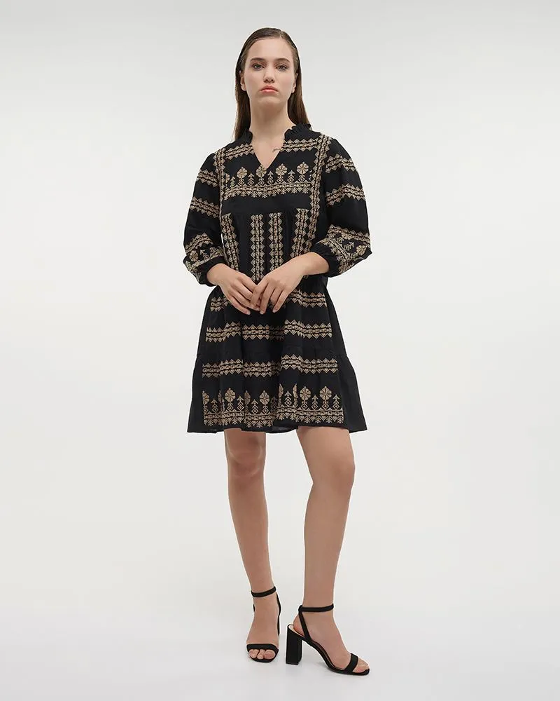 ΦΟΡΕΜΑ ΚΟΝΤΟ ΜΑΥΡΟ/ΧΡΥΣΟ ONE SIZE (100% COTTON)