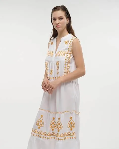 ΦΟΡΕΜΑ ΜΑΚΡΥ ΛΕΥΚΟ/ΧΡΥΣΟ ONE SIZE (100% VISCOSE)