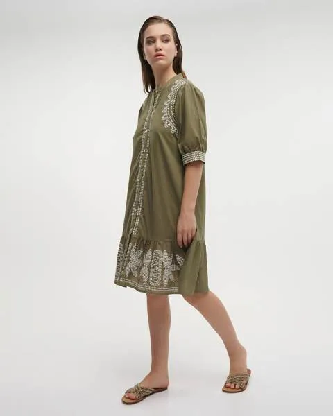 ΦΟΡΕΜΑ ΚΟΝΤΟ ΧΑΚΙ/ΛΕΥΚΟ ONE SIZE (100% COTTON)