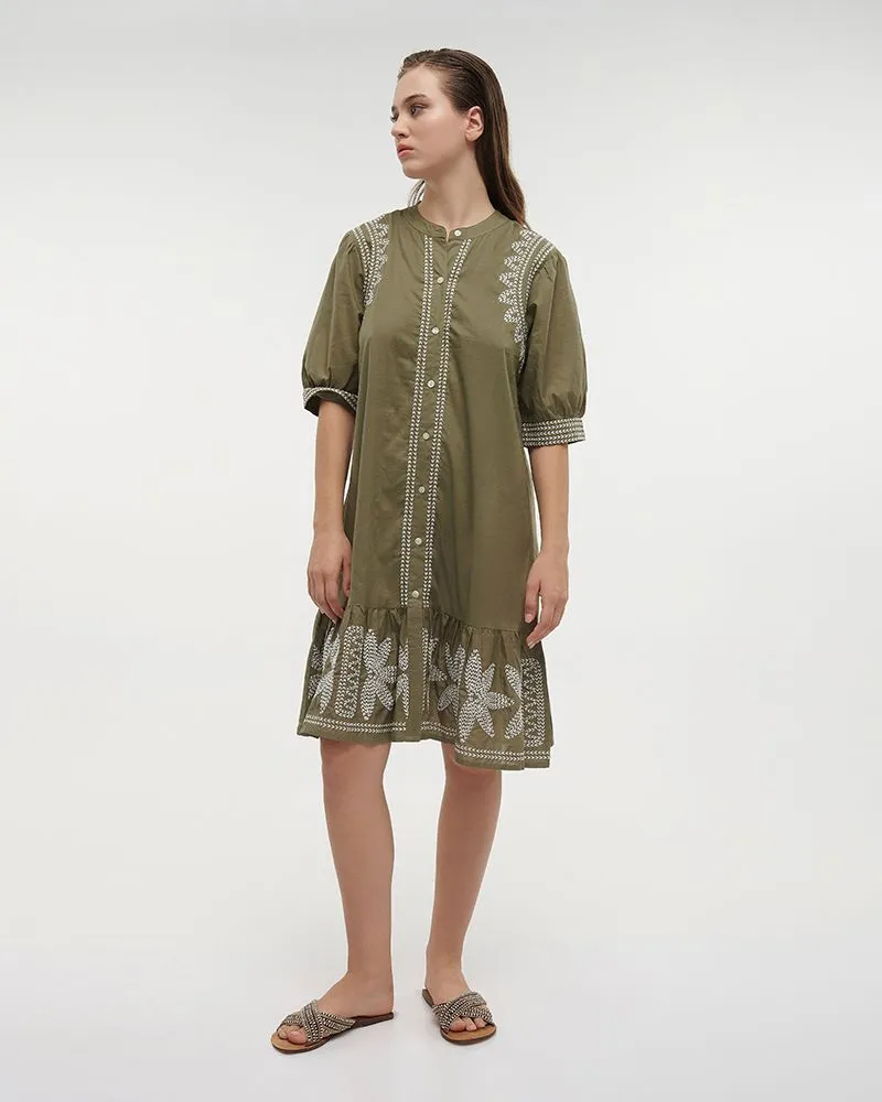 ΦΟΡΕΜΑ ΚΟΝΤΟ ΧΑΚΙ/ΛΕΥΚΟ ONE SIZE (100% COTTON)