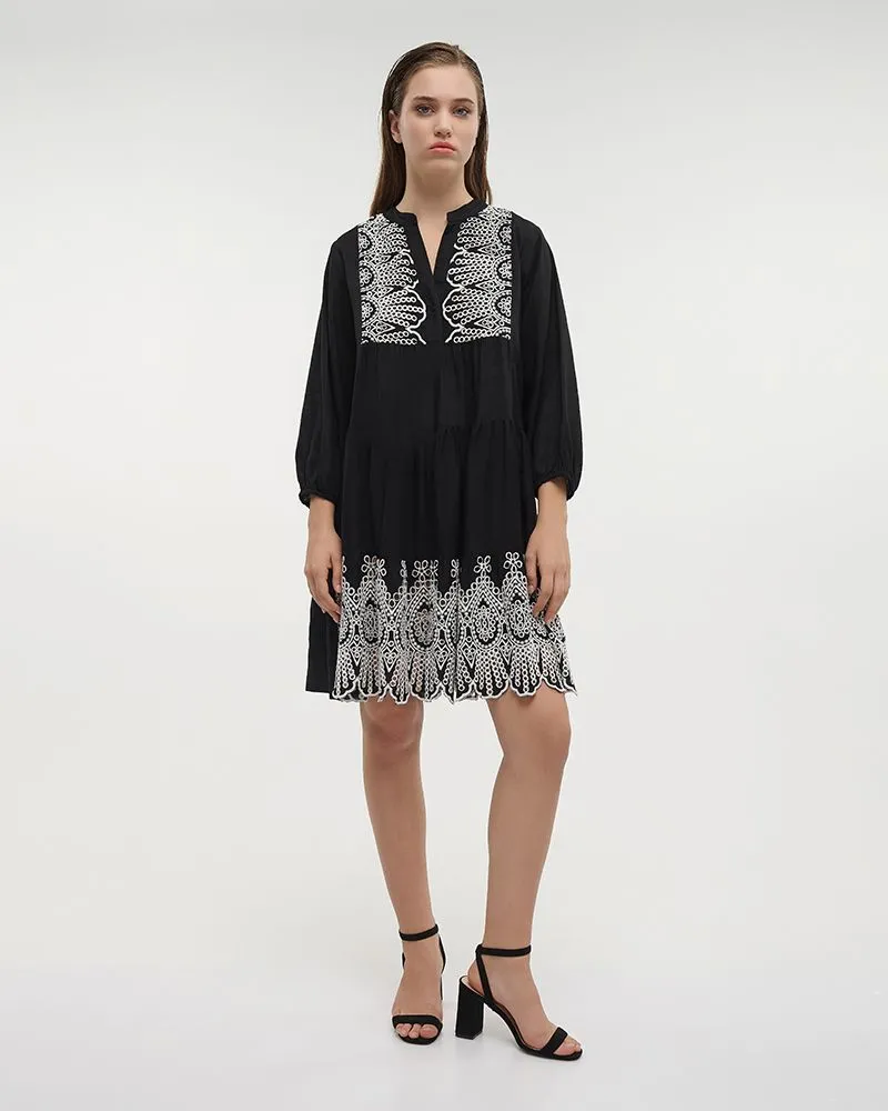 ΦΟΡΕΜΑ ΚΟΝΤΟ ΜΑΥΡΟ/ΛΕΥΚΟ ONE SIZE (100% VISCOSE)