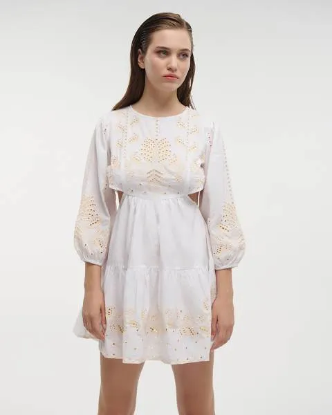 ΦΟΡΕΜΑ ΚΟΝΤΟ ΛΕΥΚΟ ΜΕ ΜΠΕΖ ONE SIZE (100% COTTON)