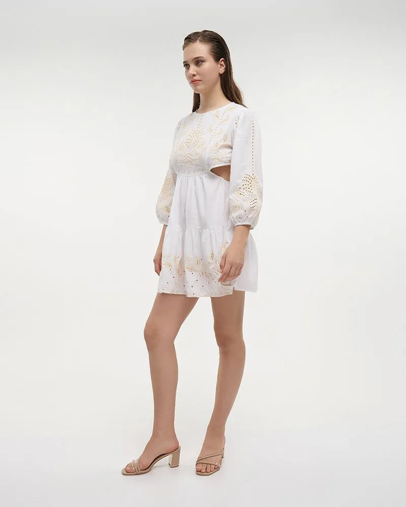 ΦΟΡΕΜΑ ΚΟΝΤΟ ΛΕΥΚΟ ΜΕ ΜΠΕΖ ONE SIZE (100% COTTON)