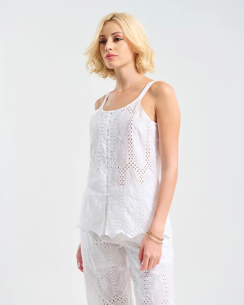 S/2 ΤΟΠ ΑΜΑΝΙΚΟ ΚΑΙ ΠΑΝΤΕΛΟΝΙ ΛΕΥΚΟ ΜΕ ΚΕΝΤΗΤΕΣ ΛΕΠΤΟΜΕΡΕΙΕΣ ONE SIZE (100% COTTON) S/2 ΤΟΠ ΑΜΑΝΙΚΟ ΚΑΙ ΠΑΝΤΕΛΟΝΙ ΛΕΥΚΟ ΜΕ ΚΕΝΤΗΤΕΣ ΛΕΠΤΟΜΕΡΕΙΕΣ ONE SIZE (100% COTTON)