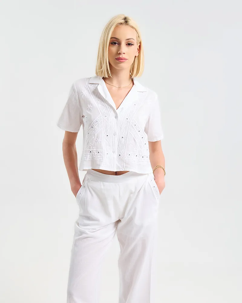 S/2 ΤΟΠ ΜΕ ΚΟΝΤΟ ΜΑΝΙΚΙ ΚΑΙ ΠΑΝΤΕΛΟΝΙ ΛΕΥΚΟ ΜΕ ΚΕΝΤΗΤΕΣ ΛΕΠΤΟΜΕΡΕΙΕΣ ONE SIZE (100% COTTON) S/2 ΤΟΠ ΜΕ ΚΟΝΤΟ ΜΑΝΙΚΙ ΚΑΙ ΠΑΝΤΕΛΟΝΙ ΛΕΥΚΟ ΜΕ ΚΕΝΤΗΤΕΣ ΛΕΠΤΟΜΕΡΕΙΕΣ ONE SIZE (100% COTTON)