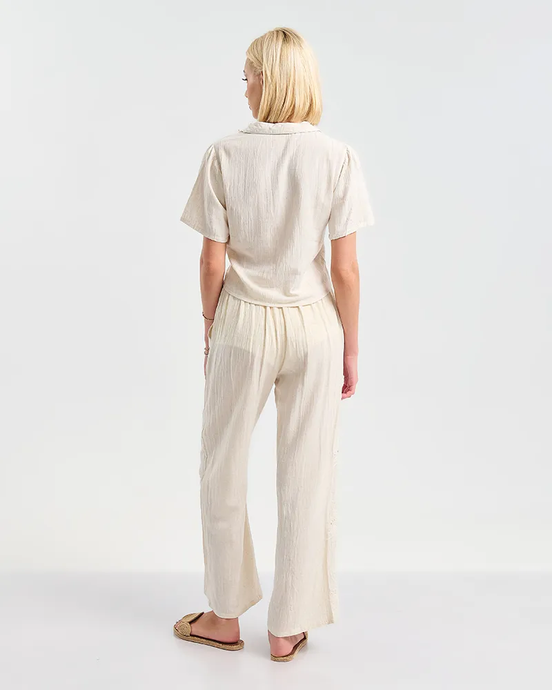 S/2 ΤΟΠ ΜΕ ΚΟΝΤΟ ΜΑΝΙΚΙ ΚΑΙ ΠΑΝΤΕΛΟΝΙ ΕΚΡΟΥ ΜΕ ΚΕΝΤΗΤΕΣ ΛΕΠΤΟΜΕΡΕΙΕΣ ONE SIZE (100% VISCOSE)