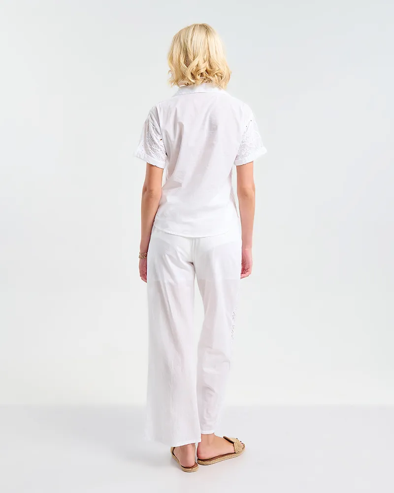 S/2 ΤΟΠ ΜΕ ΚΟΝΤΟ ΜΑΝΙΚΙ ΚΑΙ ΣΟΡΤΣΑΚΙ ΛΕΥΚΟ ΜΕ ΚΕΝΤΗΤΕΣ ΛΕΠΤΟΜΕΡΕΙΕΣ ONE SIZE (100% COTTON)