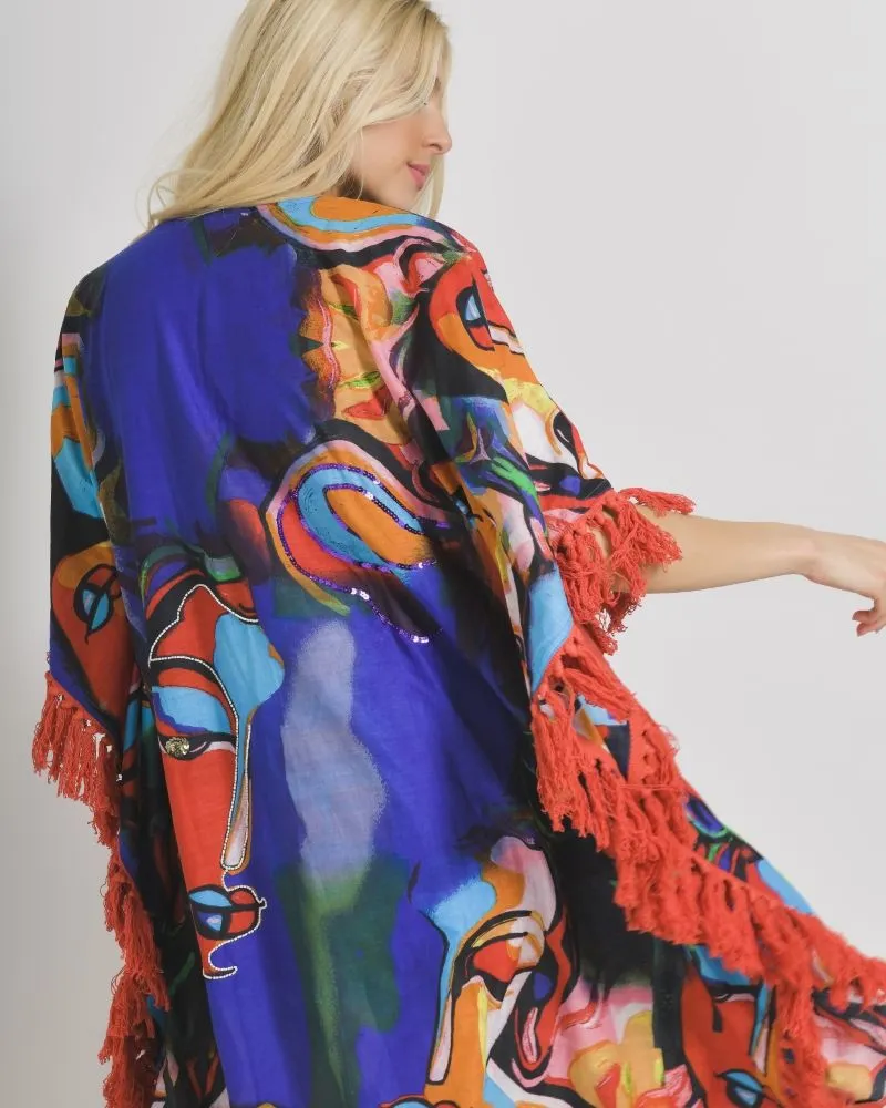 ΠΟΥΚΑΜΙΣΑ/ΚΑΦΤΑΝΙ ΠΟΛΥΧΡΩΜΟ ΜΕ ΣΧΕΔΙΑ ΚΑΙ ΚΕΝΤΗΜΑ ΣΤΗ ΠΛΑΤΗ ONE SIZE  (100% COTTON)