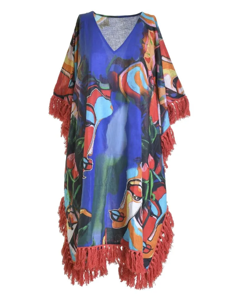 ΠΟΥΚΑΜΙΣΑ/ΚΑΦΤΑΝΙ ΠΟΛΥΧΡΩΜΟ ΜΕ ΣΧΕΔΙΑ ΚΑΙ ΚΕΝΤΗΜΑ ΣΤΗ ΠΛΑΤΗ ONE SIZE  (100% COTTON)