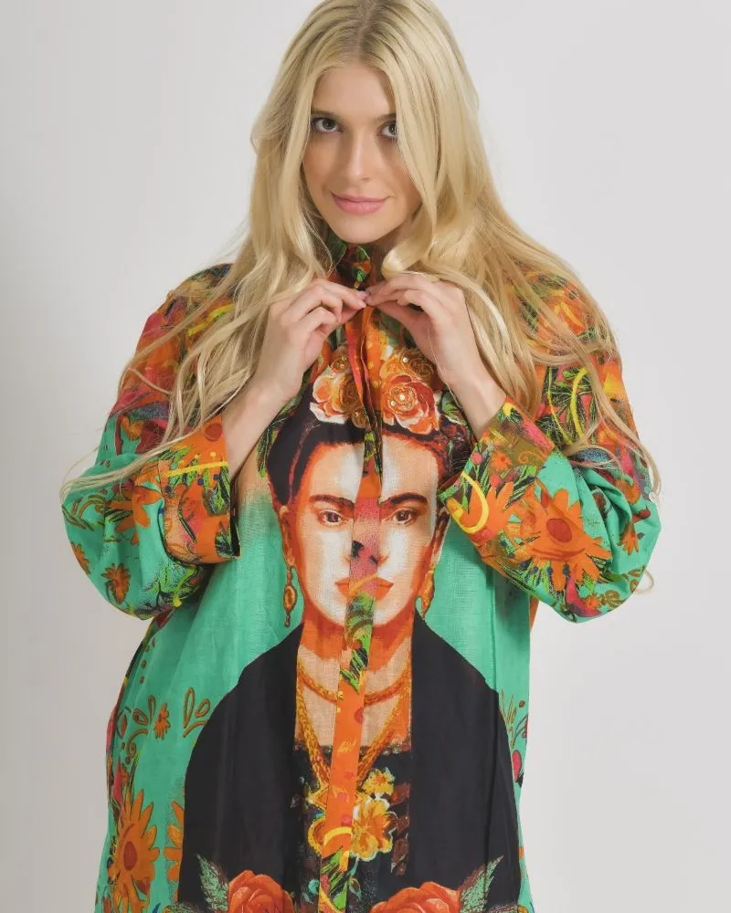 ΠΟΥΚΑΜΙΣΑ ΜΕ ΣΧΕΔΙΑ ΚΑΙ ΚΕΝΤΗΜΑ ΣΤΗ ΠΛΑΤΗ ONE SIZE  (100% COTTON) .