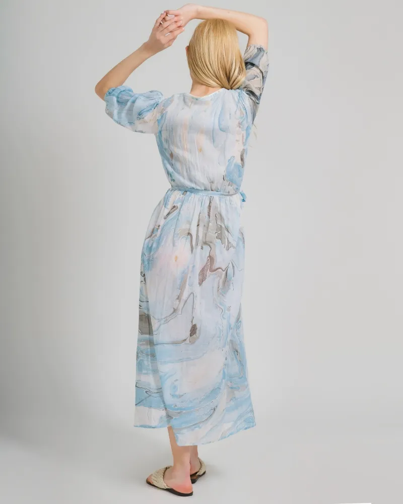 ΦΟΡΕΜΑ ΜΑΚΡΥ ΚΡΟΥΑΖΕ ΜΠΛΕ/ΓΚΡΙ ''MARBLE'' ONE SIZE (100%COTTON)