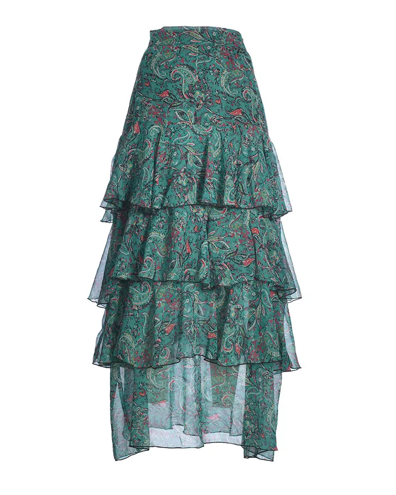 ΦΟΥΣΤΑ ΜΑΚΡΙΑ ΜΕ ΒΟΛΑΝ ΣΕ ΠΡΑΣΙΝΟ ΧΡΩΜΑ ΜΕ ΣΧΕΔΙΑ ONE SIZE ( POLYSILK)